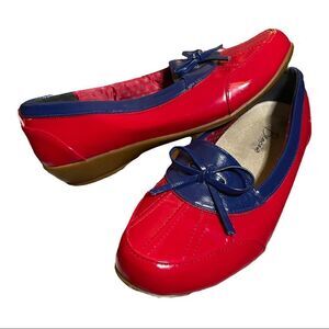 Beacon Misty Duck Rainy Rubber Slide Flats Red Blue Waterproof Loafers Women 8.5